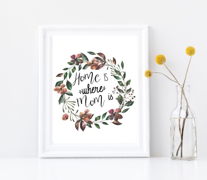 Home is Where Mom is PRINTABLE Wall Art Mom Gift for Mothers Day, Gift