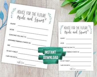 Advice For The Bride and Groom, PRINTABLE Wedding Advice Cards, Well Wish for Bride and Groom, Bridal Shower Games Wishes, Wedding Shower