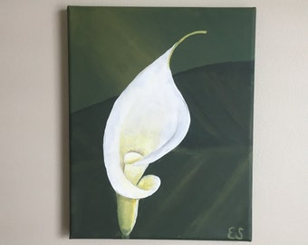 White Calla Lily Painting - Acrylique originale sur toile