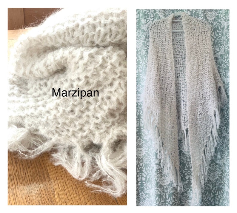 Hand Knitted Chunky Knit Tasseled Shawl/Wrap/Scarf in Merino Wool and Alpaca. image 9