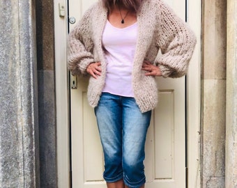 Hand Knitted Extra Chunky Knit Cardigan/sweater in Soft