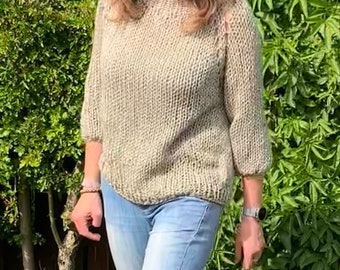 Hand knitted chunky knit sweater jumper cotton cool soft for summer