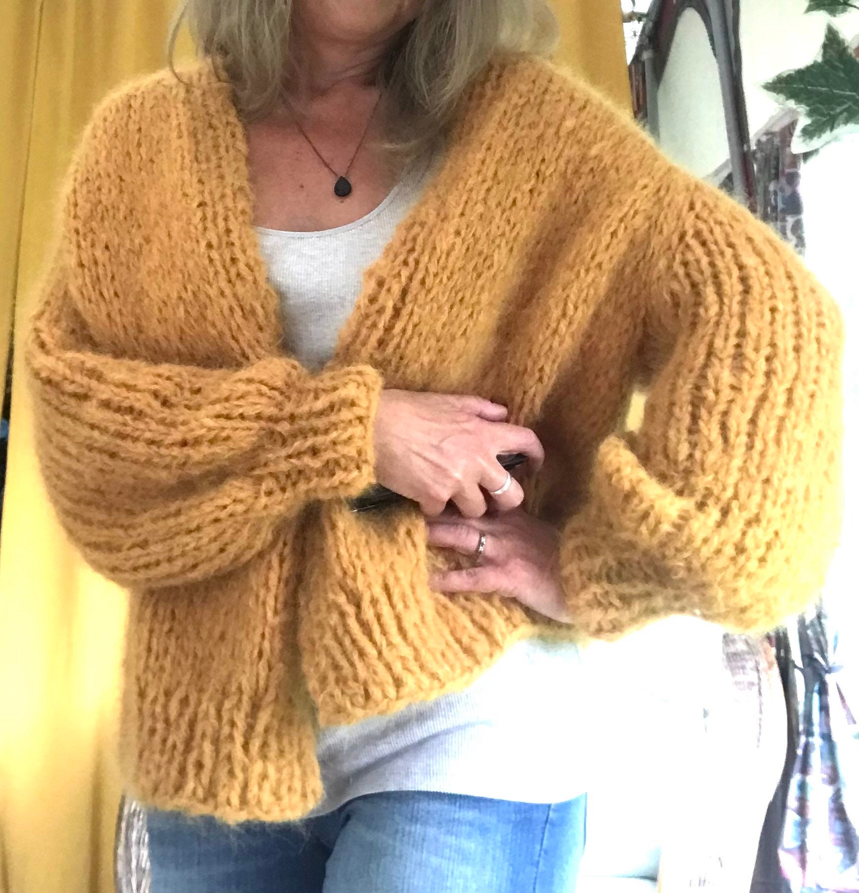 Hand Knitted Chunky Knit Cardigan in Soft Cozy Fluffy Alpaca Etsy UK