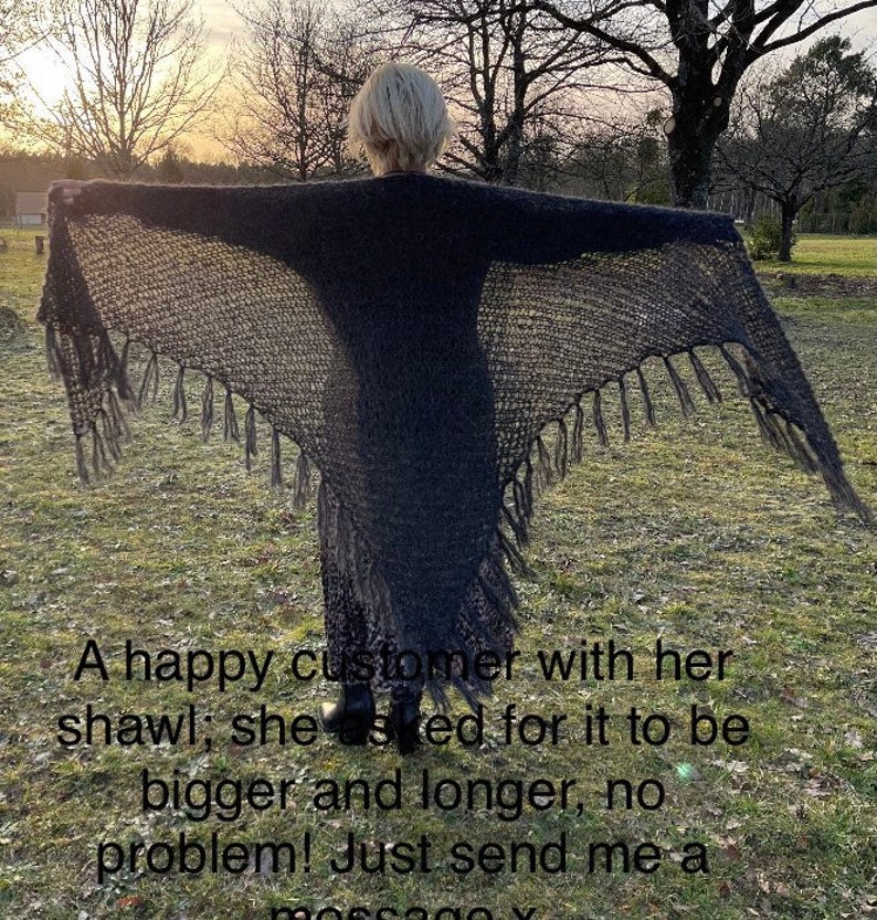 Hand Knitted Chunky Knit Tasseled Shawl/Wrap/Scarf in Merino Wool and Alpaca. image 6