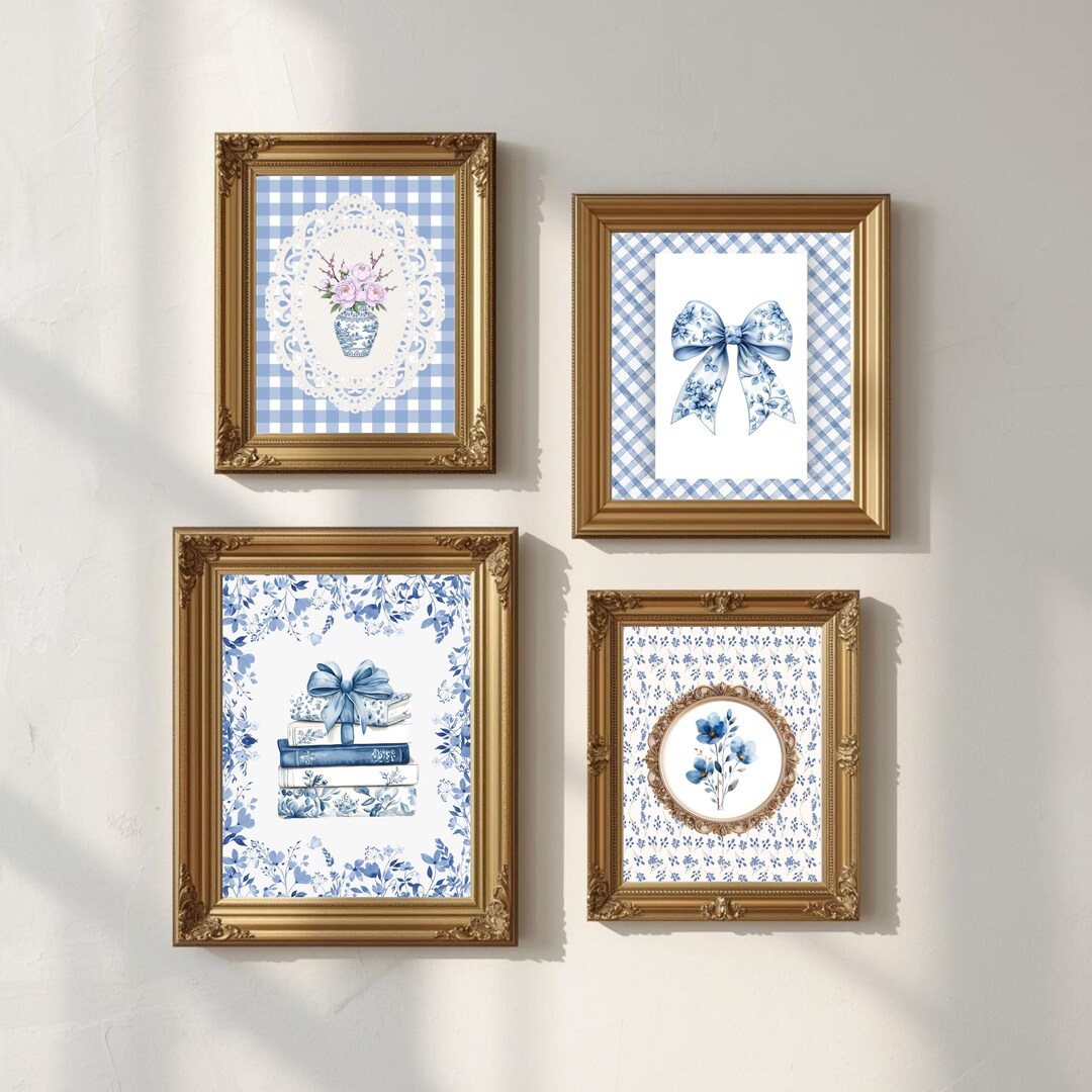 Vintage White and Blue | Digital Print | Wall Art - Etsy