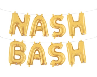 Banners de letras de balão dourado Nash Bash 14", ótimo para decoração de festa de despedida de solteira de Nashville, kit de banner de decorações de festa de despedida de solteira