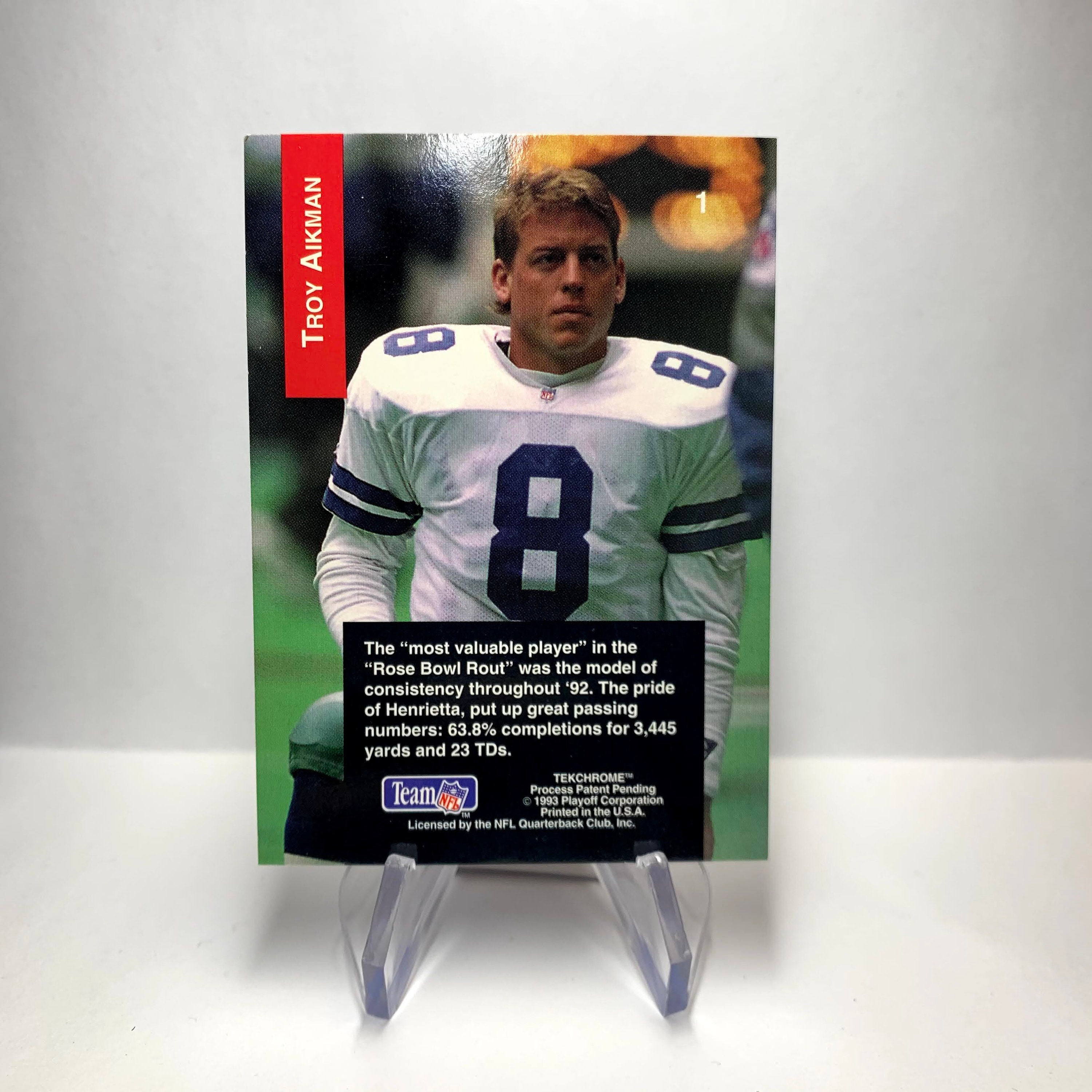 NFL Card 1993 Playoff Tekchrome 1 Troy Aikman Dallas Cowboys - Etsy