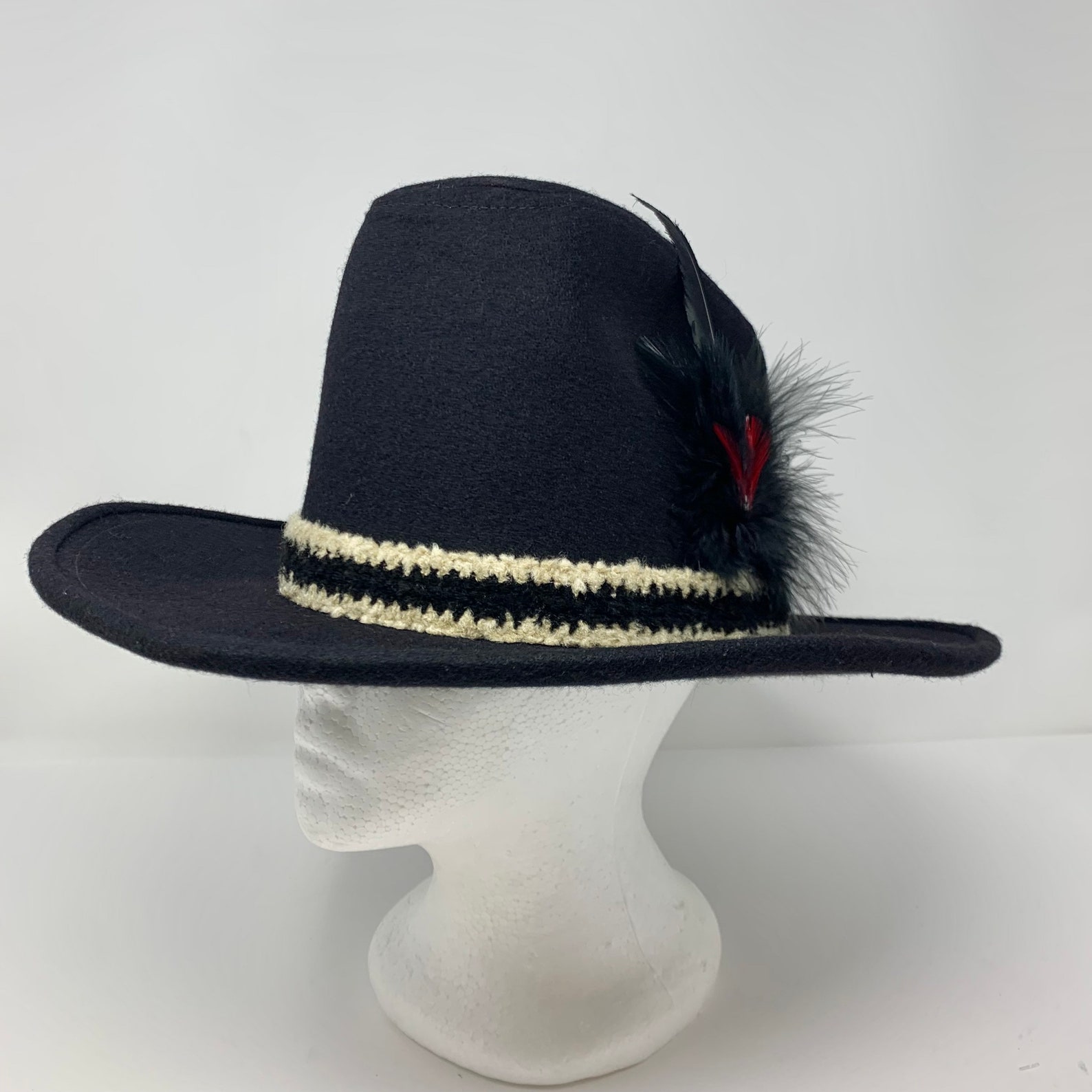 Vintage JCPenney Feather Cowboy Hat Large 7 1/4 7 3/8 Black Etsy