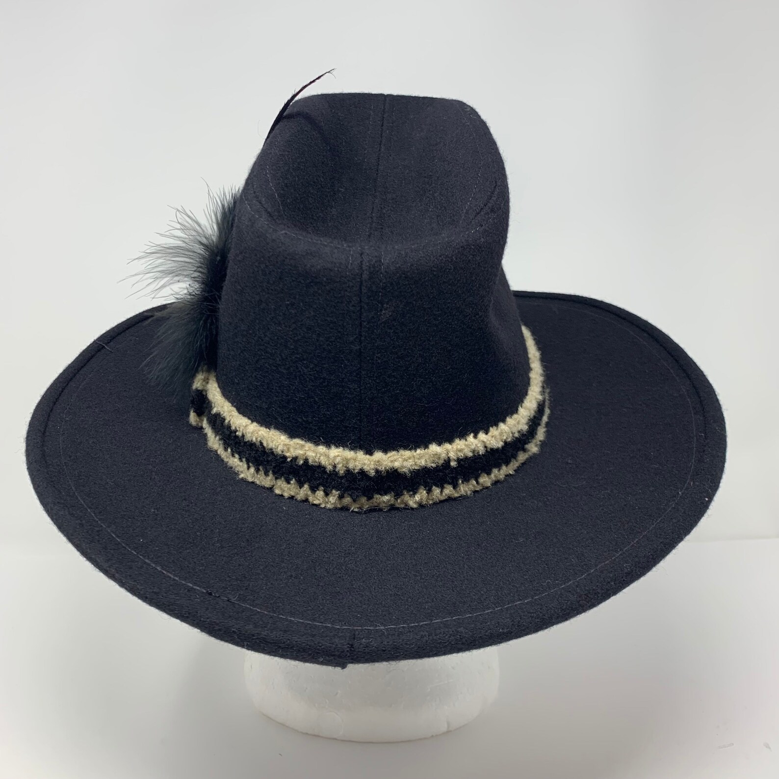 Vintage JCPenney Feather Cowboy Hat Large 7 1/4 7 3/8 Black Etsy