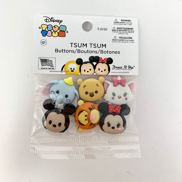 Disney Tsum Tsum Buttons Minnie Kitty Pooh Dumbo Mickey Tigger Art Crafts