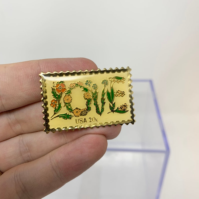 Vintage US Post Office LOVE Stamp Pin Floral Plants Flowers Etsy