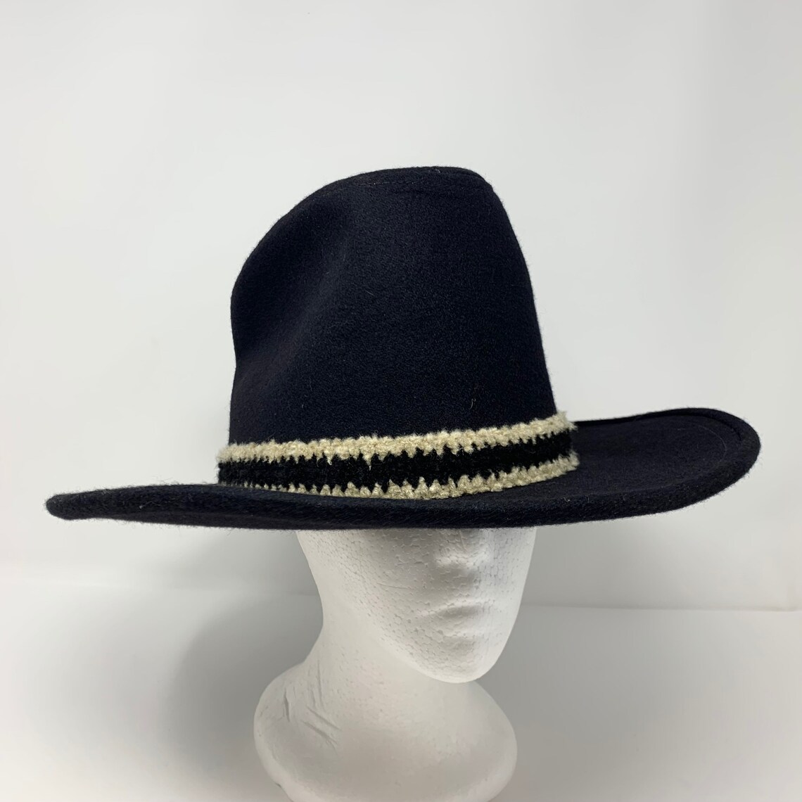 Vintage JCPenney Feather Cowboy Hat Large 7 1/4 7 3/8 Black Etsy