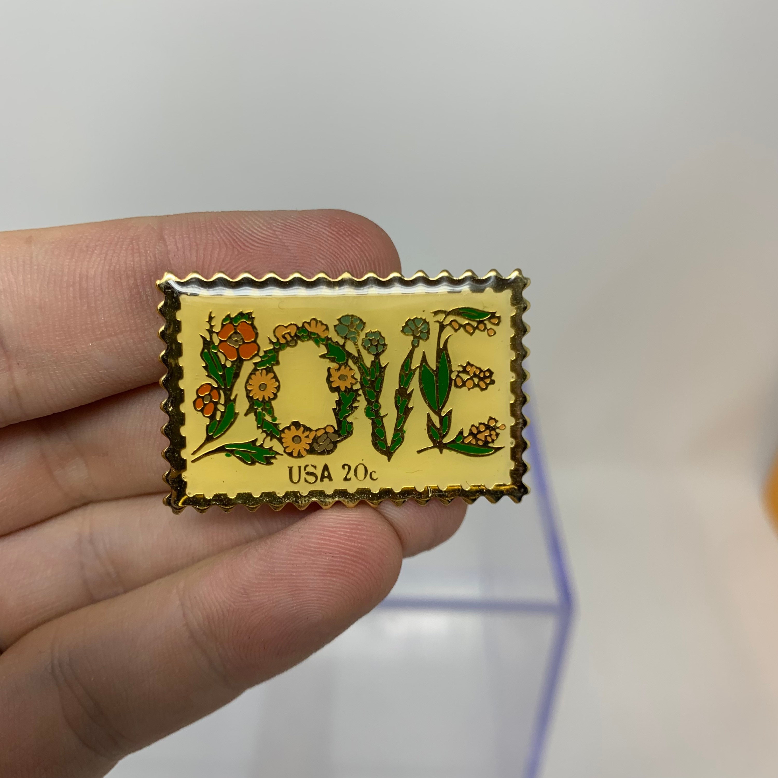 Vintage US Post Office LOVE Stamp Pin Floral Plants Flowers Etsy