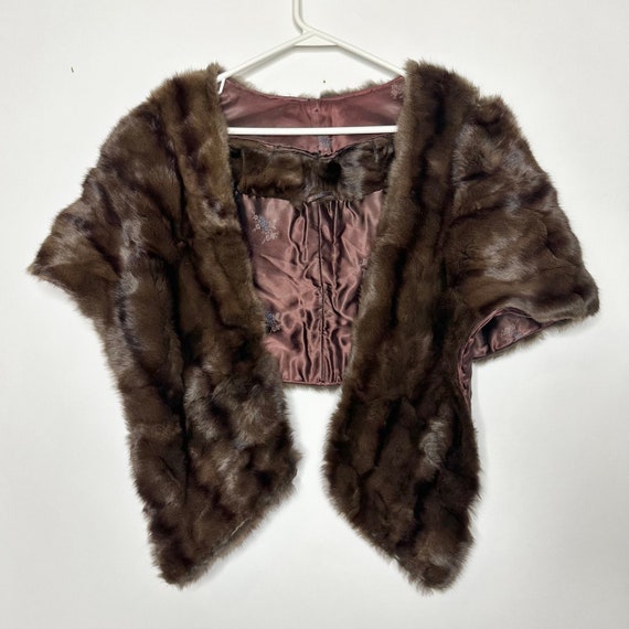Vtg 50s 60s Real Mink Fur Shoulder Shawl / Stole … - image 1