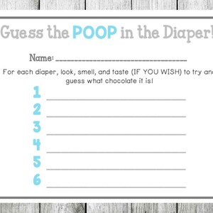 Guess the Chocolate in the Poopy Diaper Baby Shower Game BLUE - Etsy