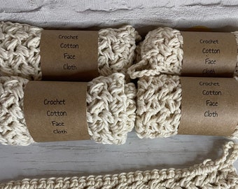 Handmade Crochet Face Cloth - Natural Cotton