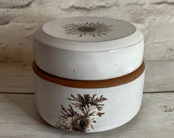 Vintage Small Pot - Mochaware by Roger Irving Cornwall - Studio Pottery Lidded Pot - Terracotta