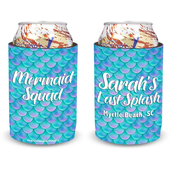 Mermaid Squad Bachelorette Party Can Coolers / Last Splash / Neoprene Mermaid Party Huggers / Custom Can Coolers for Parties