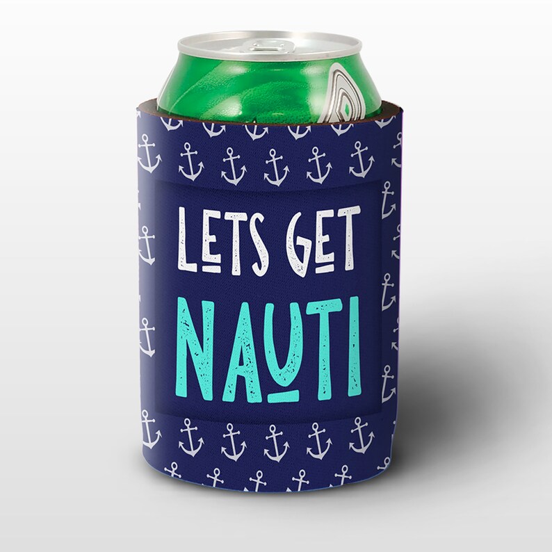 colors and design Fully Custom Nautical Bachelorette Party Can Coolers personalize by changing text