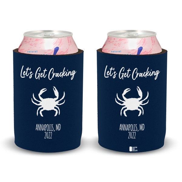 Custom Crab Can Cooler / Crab Feast, Crab Picking, Crab Fest / Custom Can Cooler / Let's Get Cracking / Any color background