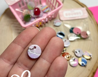 Handmade Polymer Clay Charms: Unique Tiny Round Craft Accessories from Canada
