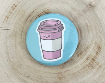 Charming Kawaii Coffee Button for Enthusiasts and Special Celebrations