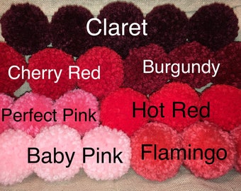 Pompons 6 de chaque 50 couleurs et plus de 1,5 pouce / lot de 6 ou 12 fils rouge rose petit pompon couleur unie petit bonnet en tricot fait main cosplay pompons