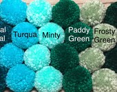 Pom Poms 6 each 50 colors 1.5 inch Pkg of 6 or 12 Yarn turquoise green lime mint Pom Pom solid color small cosplay knit hat pompom pompoms
