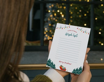 A4 Christmas Wish List Seasonal Notepad Template Printable,Desk Organiser,Planner,Notes,Productivity Planner,PDF Digital Download