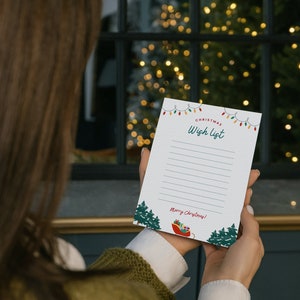 A4 kerstwensenlijst seizoensgebonden notitiebloksjabloon afdrukbaar, bureau-organizer, planner, notities, productiviteitsplanner, digitale pdf-download