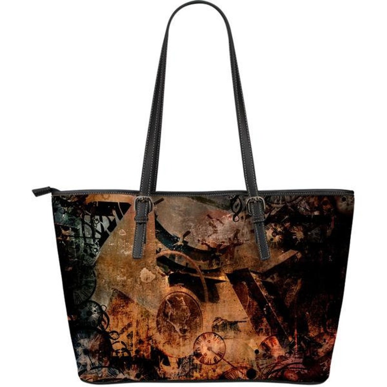 Zipper Tote Available Steampunk Art Large Leather Tote Handbag Custom Leather shoulder tote bag Leather Purse Leather Bag