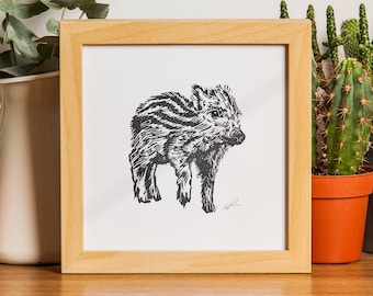Boar - Original Handpress Linocut Print, print by hand, signed, art, animal