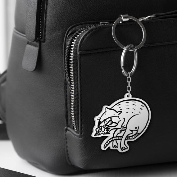 Handmade Rat with Cheese Keychain | 3D Printed PLA & Metal | Unique Gift for Rat Lovers
