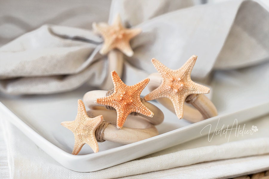 Seestern Serviettenringe Set - 20 Stück Weiße Muschel Serviettenhalter Für Strandparty Und Hochzeitsdeko