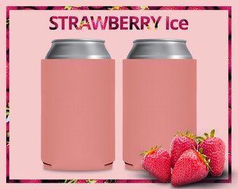 FOAM Blank Can Coolers Strawberry Ice Beer Holders Assorted Colors Drink Holder for DIY Heat Transfer and Sublimation 12 oz Can & Bottle