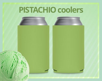 Blank 16 Oz Can Coolie - 6 Pack, Neoprene Can Cooler, Bright Green, Fits Cans & Bottles