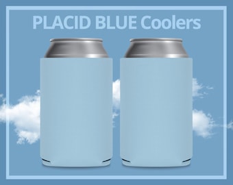 FOAM Blank Can Coolers Placid Blue Beer Holders Assorted Colors Light Blue Drink Holder Heat Transfer and Sublimation 12 oz Can & Bottle