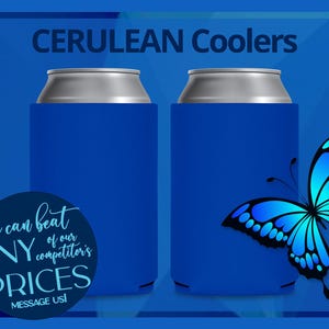 FOAM Blank Can Coolers Cerulean Blue Beer Holders Assorted Colors Drink Holder DIY Heat Transfer and Sublimation Fits 12 oz Can & Bottle