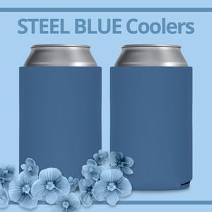 FOAM Blank Can Coolers Steel Blue Beer Holders Assorted Colors Drink Holder for Heat Transfer and Sublimation DIY Fits 12 oz Can & Bottle