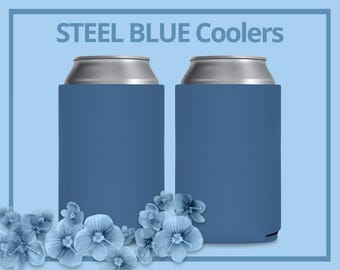 FOAM Blank Can Coolers Steel Blue Beer Holders Assorted Colors Drink Holder for Heat Transfer and Sublimation DIY Fits 12 oz Can & Bottle