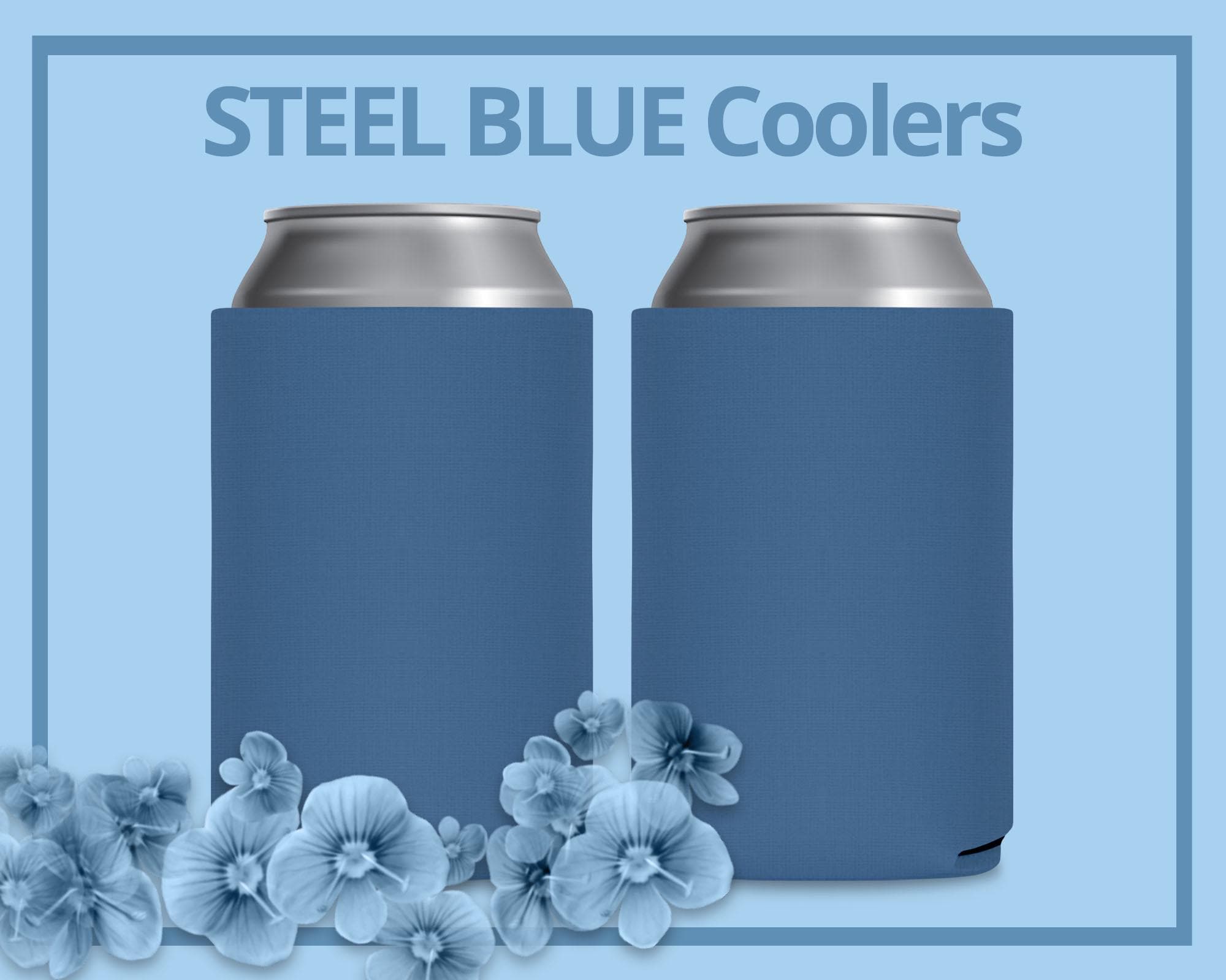 FOAM Blank Can Coolers Steel Blue Beer Holders Assorted Colors Drink Holder for Heat Transfer and Sublimation DIY Fits 12 oz Can & Bottle