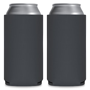 SLIM FOAM Blank Can Coolers 12 oz Seltzer Can Coolers Party Favors Foam Slim Beer Can Coolers Charcoal Gray Slim Coolers Dark Grey Beer