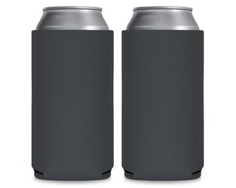 SLIM FOAM Blank Can Coolers 12 oz Seltzer Can Coolers Party Favors Foam Slim Beer Can Coolers Charcoal Gray Slim Coolers Dark Grey Beer