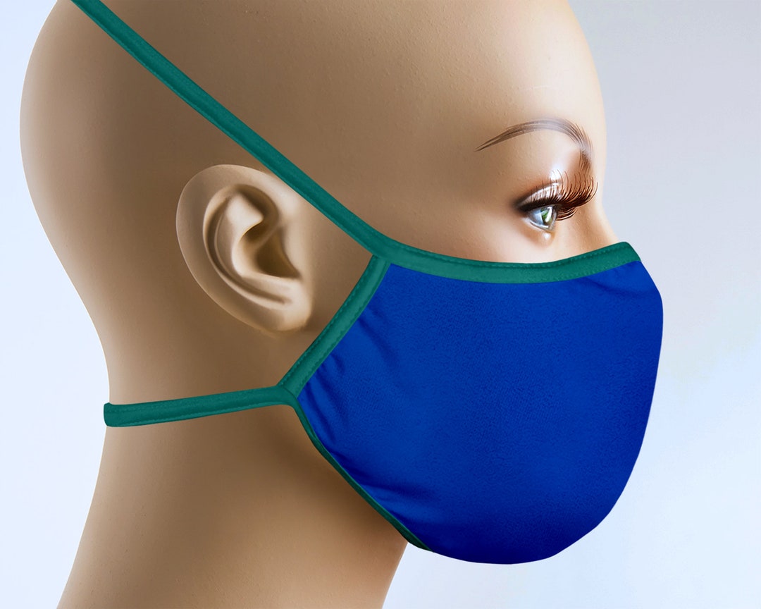 Face Mask With Filter Blue & Green Face Mask Around Head Reusable Face Mask for Hearing Aids