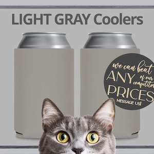 FOAM Blank Can Coolers Light Gray Beer Holders Assorted Colors Drink Holder DIY Heat Transfer and Sublimation Fits 12 oz Can & Beer Bottle