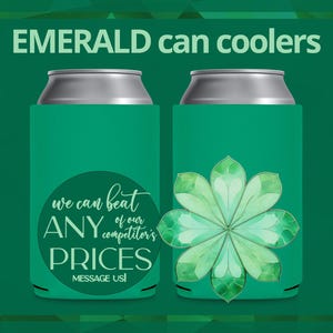 FOAM Blank Can Coolers Emerald Green Beer Holders Assorted Colors Drink Holder DIY Heat Transfer and Sublimation Fits 12 oz Can & Bottle