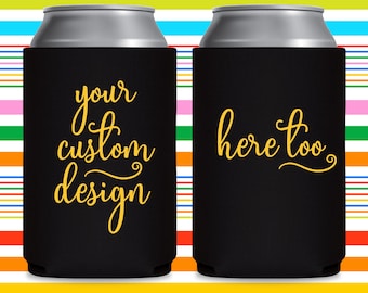 Custom Foam Neoprene Party Favors Can Coolers - 1 Color Printed Drink Holders with Logo for Party Favors & Events