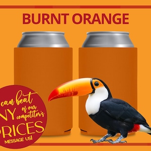 FOAM Blank Can Coolers Burnt Orange Beer Holder Assorted Colors Texas Orange Can Holders DIY Heat Transfer Sublimation 12 oz Can & Bottle