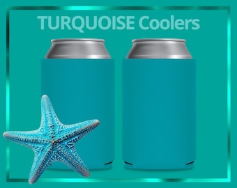 FOAM Blank Can Coolers Turquoise Beer Holders Assorted Colors Blue Drink Holder for DIY Heat Transfer and Sublimation 12 oz Can & Bottle