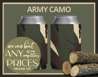 Army Camo Foam Can Cooler, Blank Cooler for DIY Party Favors